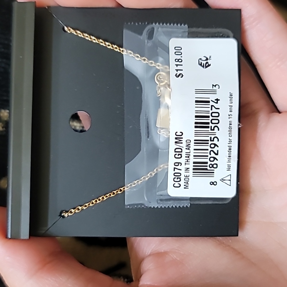 Coach Pave Bow necklace multicolored gold tone 16-22in New 🎀 - Picture 4 of 5
